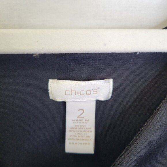 Chico's Women's Size 2 Tank Top Black Layered Shapewear Sleeveless - Picture 4 of 6